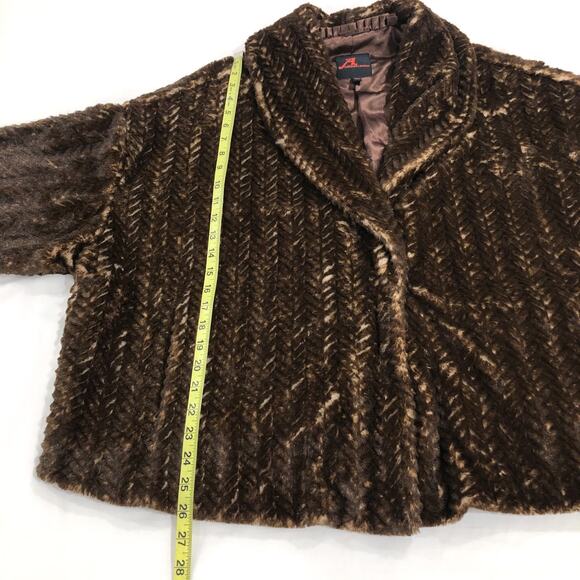 Revolve Adrienne Landau Brown Faux Fur Shawl Collar Coat - Picture 7 of 12